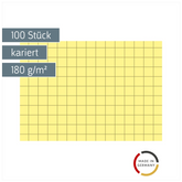 Karteikarten | A8, 5 mm kariert, gelb, 100 Stück